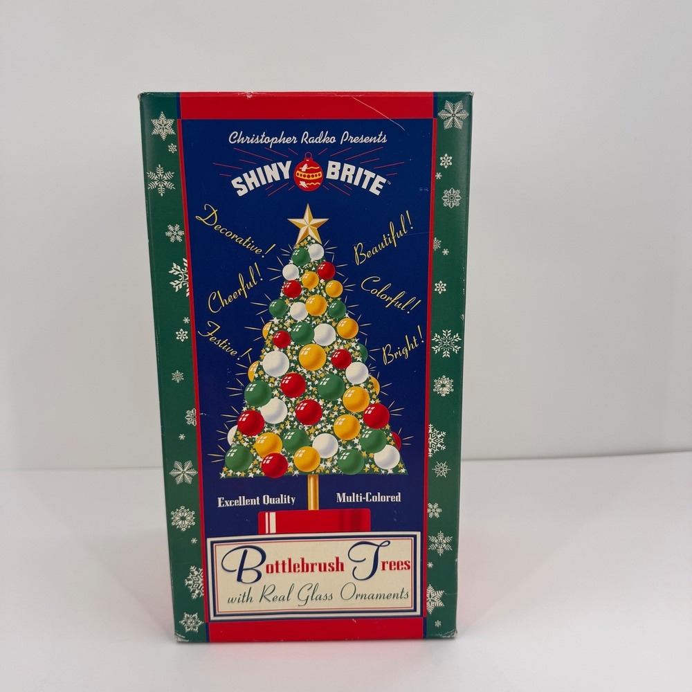 Christopher Radko 12" Shiny Brite Bottlebrush Tree Glass Ornaments‎ Sparkletown